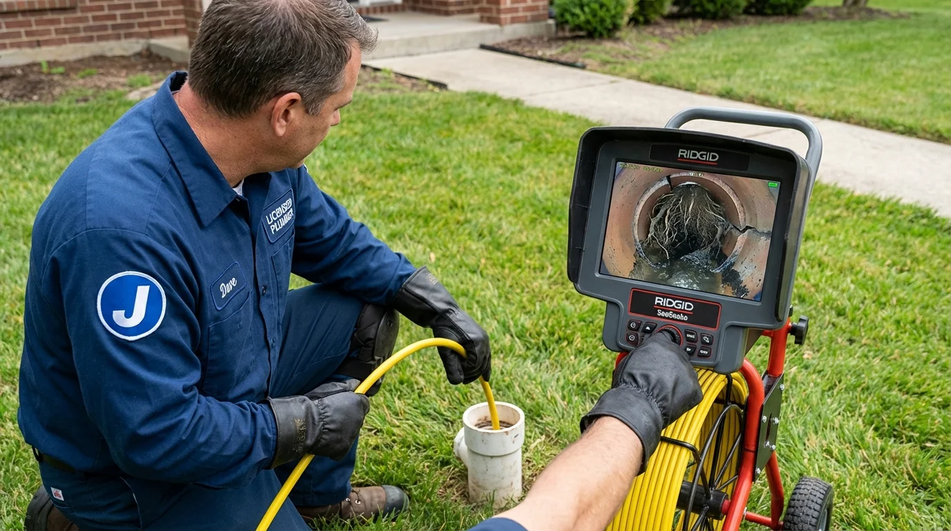 Sewer camera inspection being performed by Johns Plumbing LLC in Apison