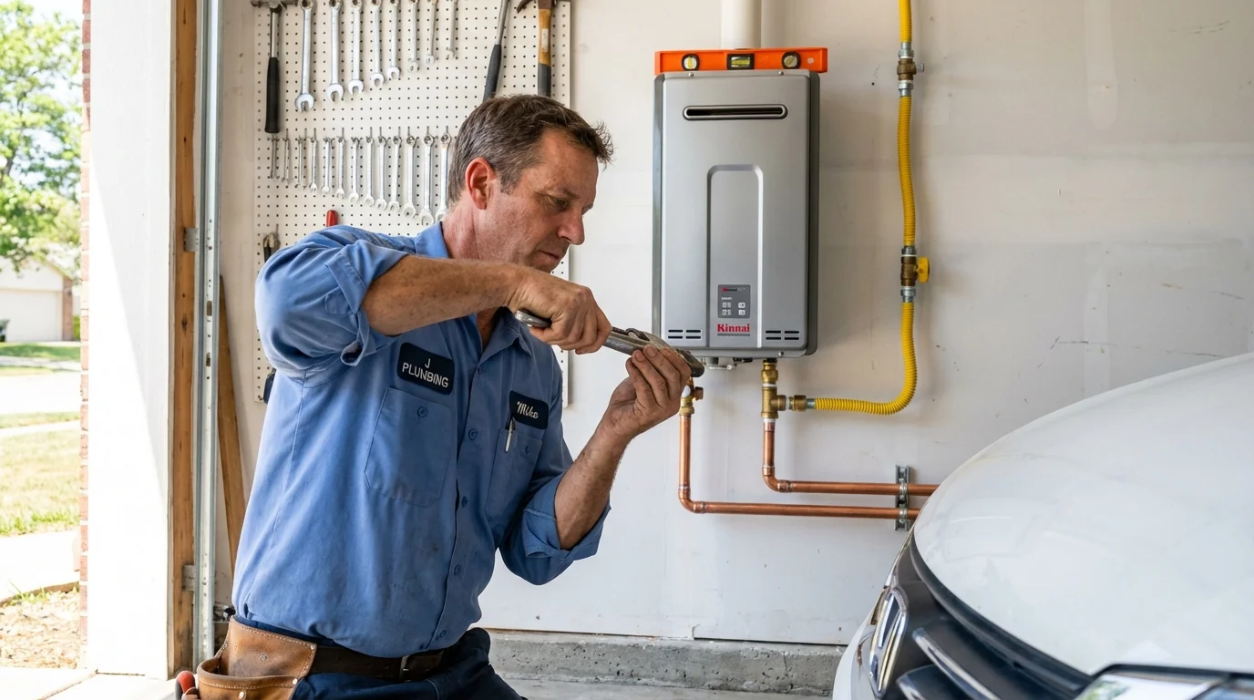 Tankless water heater installation by a Johns Plumbing LLC plumber in Apison